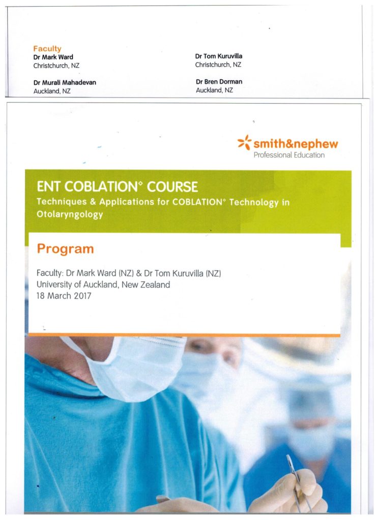 Coblation course in Auckland 2017